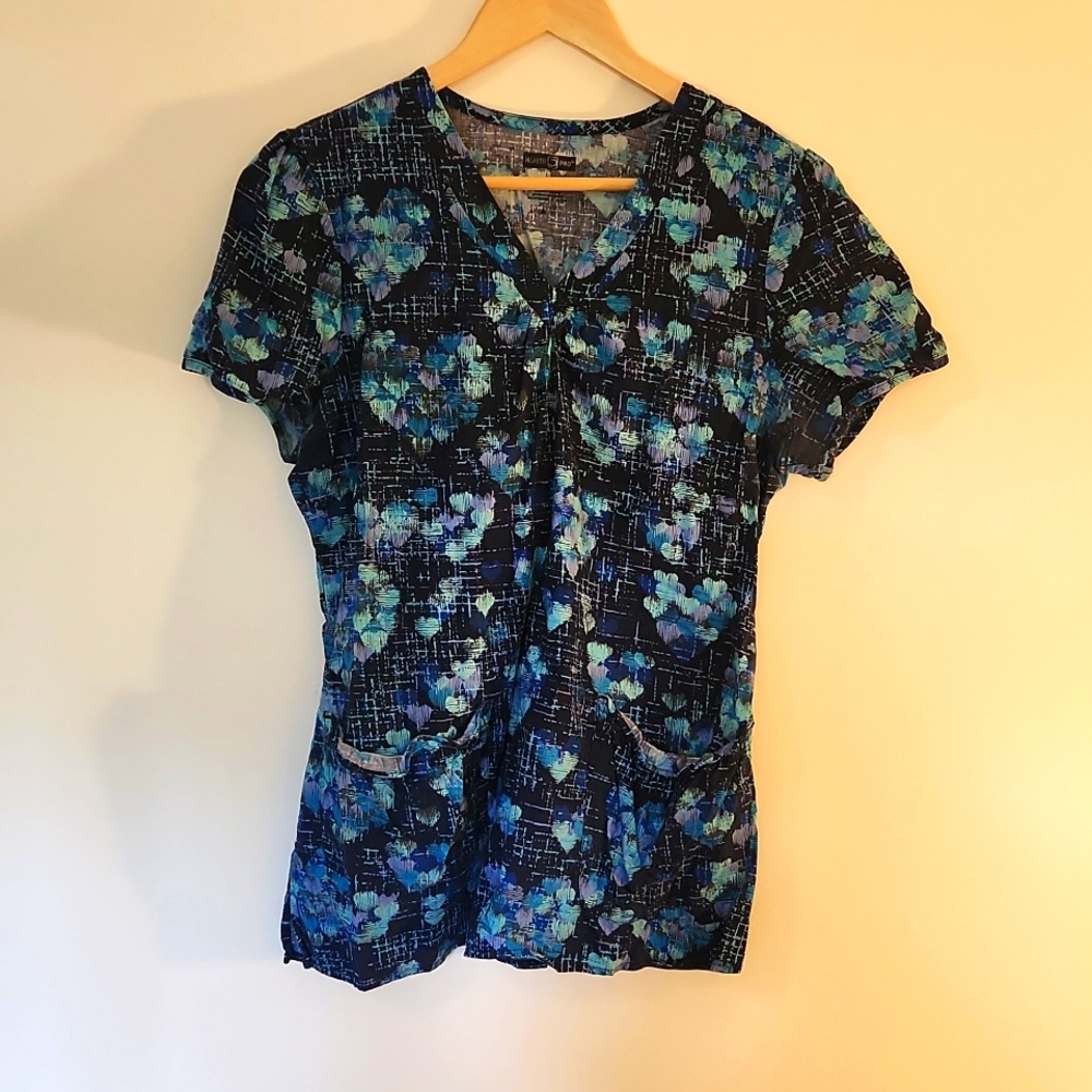 Health Pro Hearts Fitted Scrub Top
